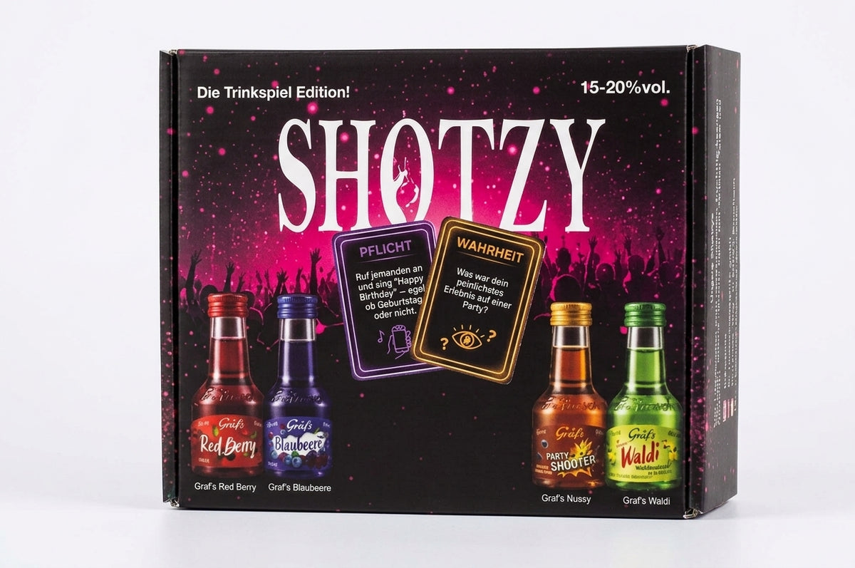 SHOTZY- 20 Likörflaschen mit Trinkspiel | Wahrheit oder Pflicht